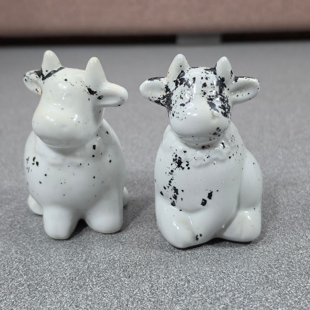 Cow Salt and Pepper Shakers White & Black Good Farmhouse Ceramic Set